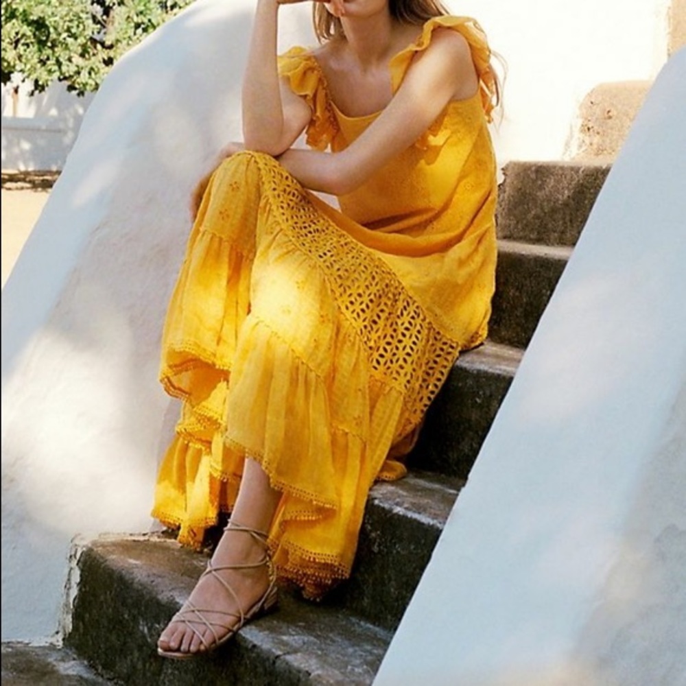 Anthropologie Payal Jain yellow maxi dress